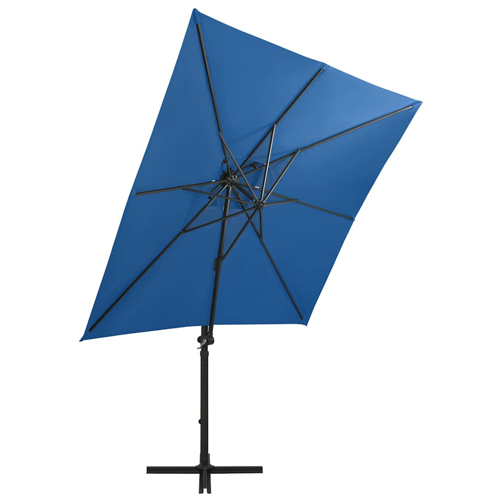 Vidaxl Sombrilla Jardín Voladiza Palo Y Luces Led Azul Celeste 250 Cm_3