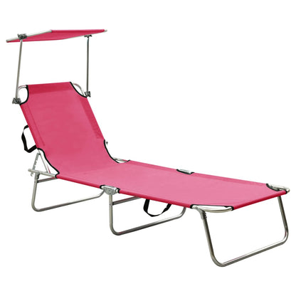 Tumbona Plegable Con Toldo Aluminio Rosa_1