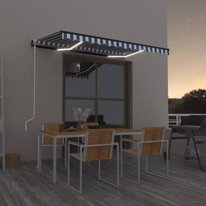 Toldo Automático Led Sensor De Viento Azul Y Blanco 300x250 Cm_1