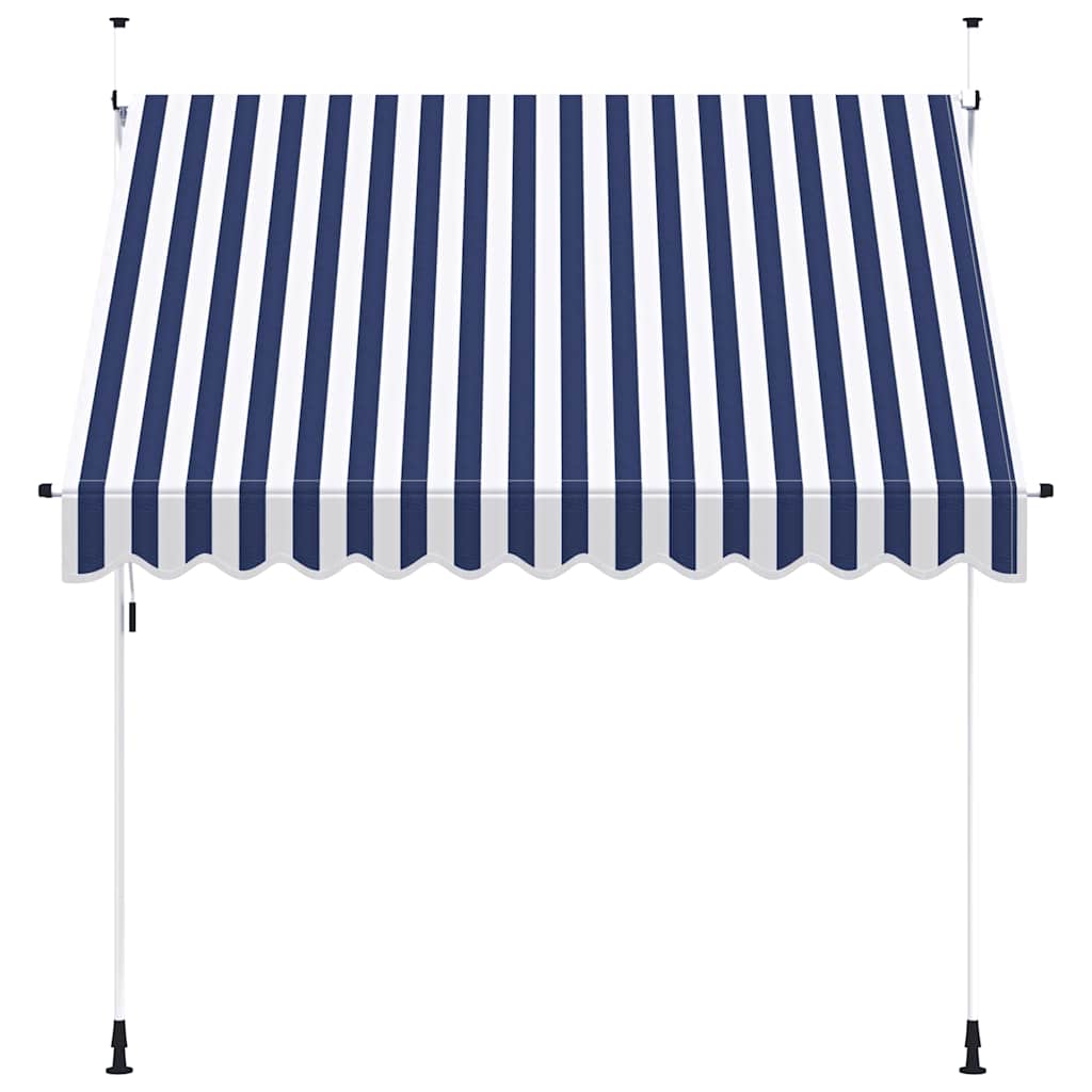 Toldo Manual Retráctil Azul Y Blanco A Rayas 250 Cm_2