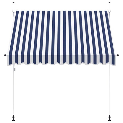 Toldo Manual Retráctil Azul Y Blanco A Rayas 250 Cm_2