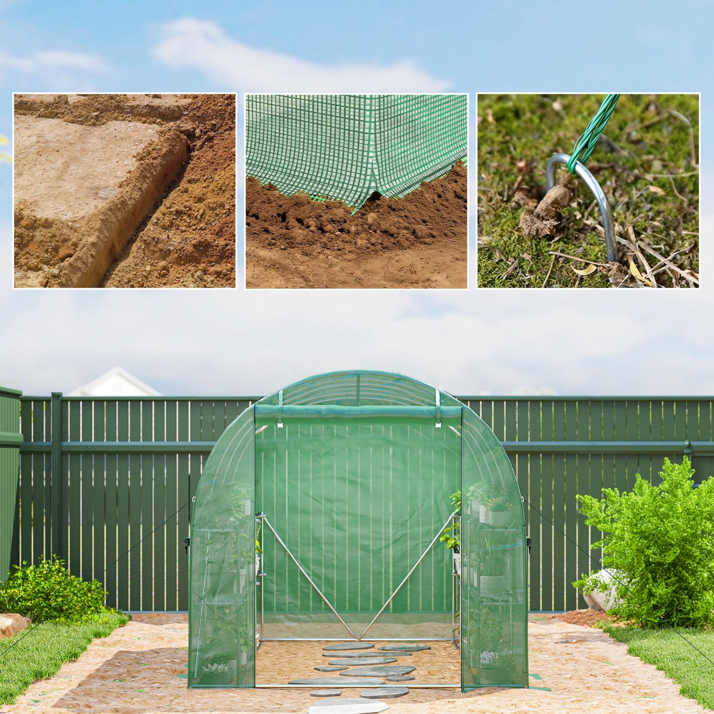 Outsunny Invernadero De Exterior 2,8x2x1,9 M Con Estantes Puerta Enrollable_4