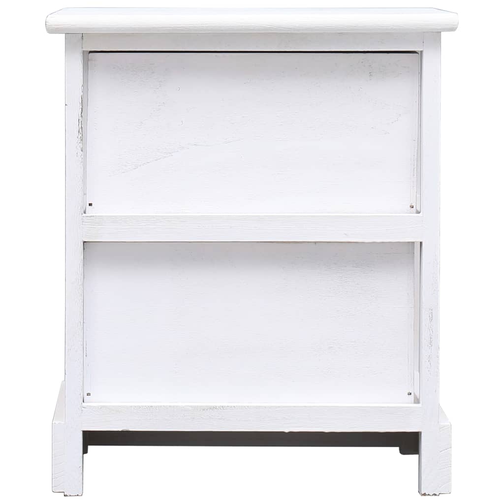 Mesita De Noche Madera De Paulownia Blanco 38x28x45 Cm_1