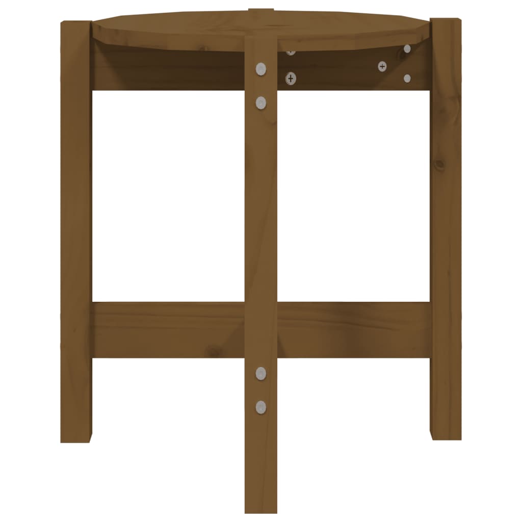 Mesa De Centro De Madera Maciza De Pino Marrón Miel Ø42,5x45 Cm_4