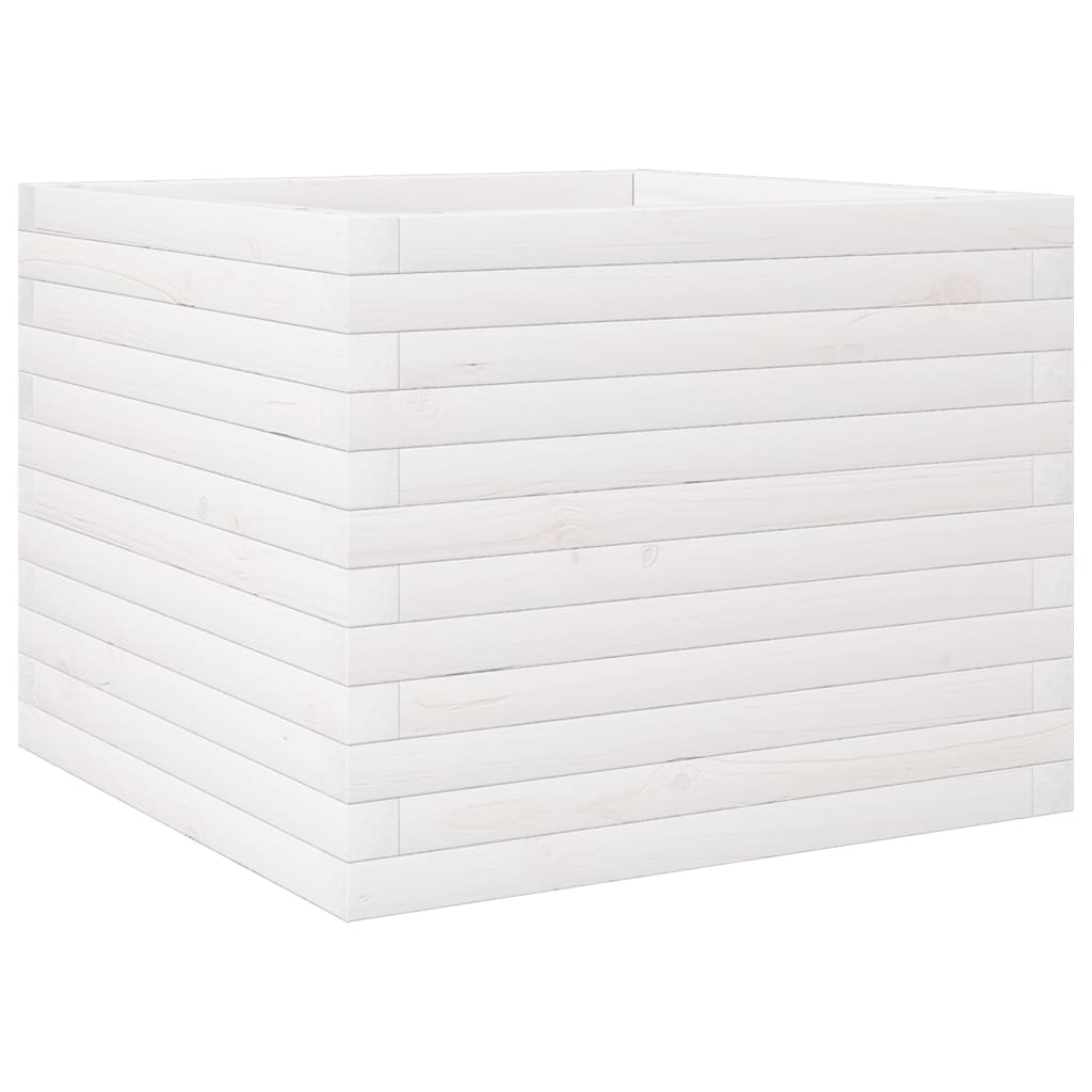 Jardinera De Madera Maciza De Pino Blanca 60x60x46 Cm_0