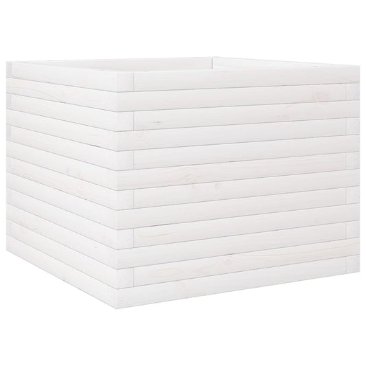 Jardinera De Madera Maciza De Pino Blanca 60x60x46 Cm_0