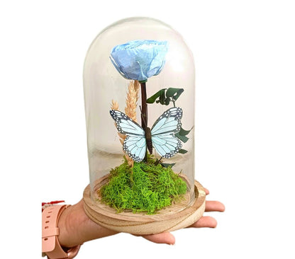 Mundo Eterno Ranúnculo Azul En Cúpula 12x20cm_1