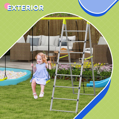 Outsunny Columpio Para Niños 4 En 1 Ajustable 260x185x180 Cm Gris Y Verde_5