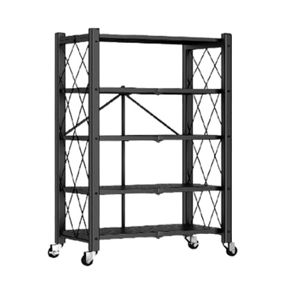 Joybos - Estantería De Almacenamiento Plegable De 5 Estantes Con Ruedas, Sin Montaje 71x34x165cm Negro_0