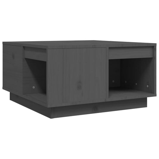 Mesa De Centro De Madera Maciza De Pino Gris 60x61x32,5 Cm_0