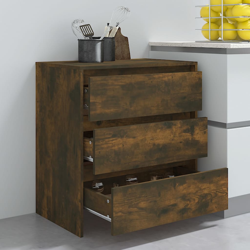 Aparador Madera Contrachapada Color Roble Ahumado 70x41x75 Cm / Vetonek_3