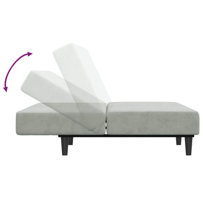Sofá Cama De 2 Plazas Con Taburete Terciopelo Gris Claro / Vetonek_1