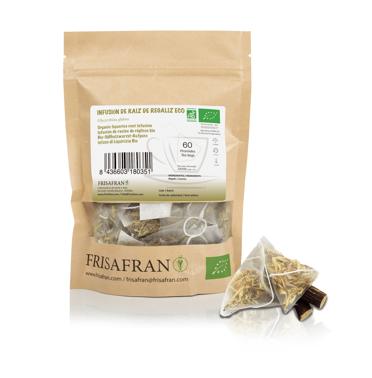 Infusión De Regaliz Digestiva Ecológica En Pirámides | Calidad | Frisafran 60 Uds_1