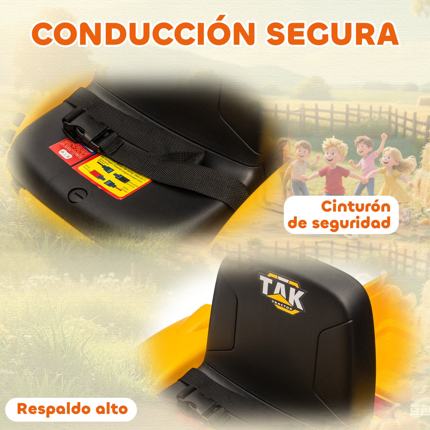 Aiyaplay Tractor Eléctrico Para Niños Con Remolque Desmontable Y Pala Amarillo_3