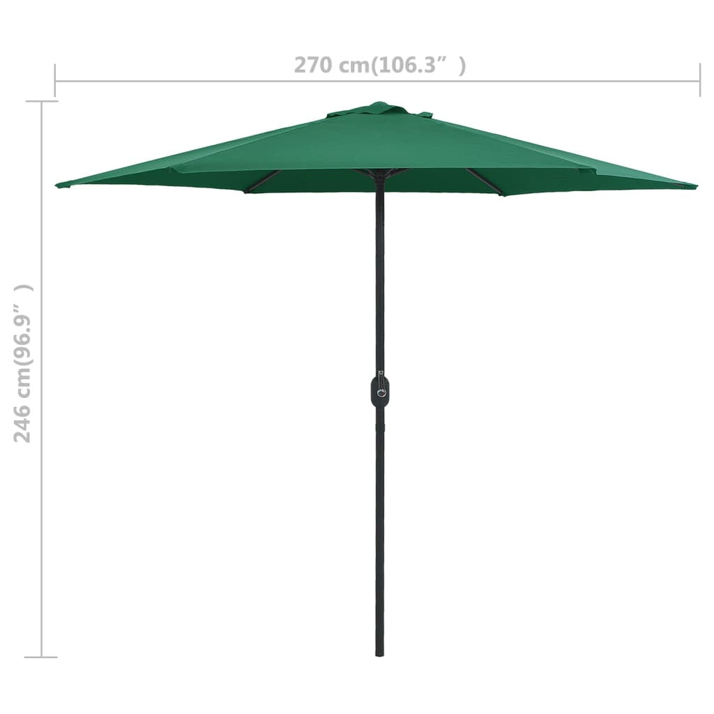 Vidaxl Sombrilla De Jardín Con Palo De Aluminio Verde 270x246 Cm_2