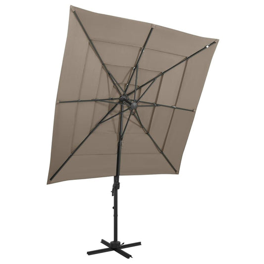 Vidaxl Sombrilla De Jardín 4 Niveles Palo De Aluminio Taupe 250x250 Cm_0
