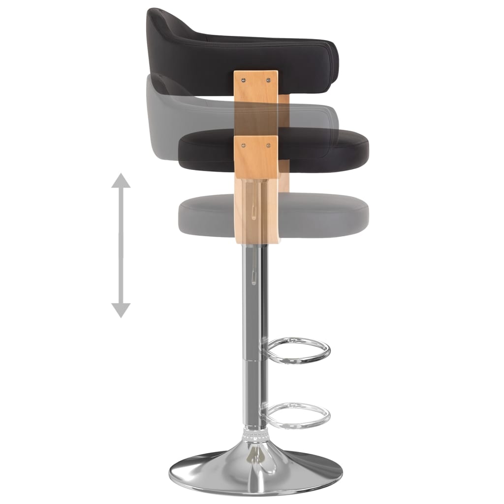 Taburetes De Cocina 2 Uds Cuero Sintético Madera Curvada Negro_4