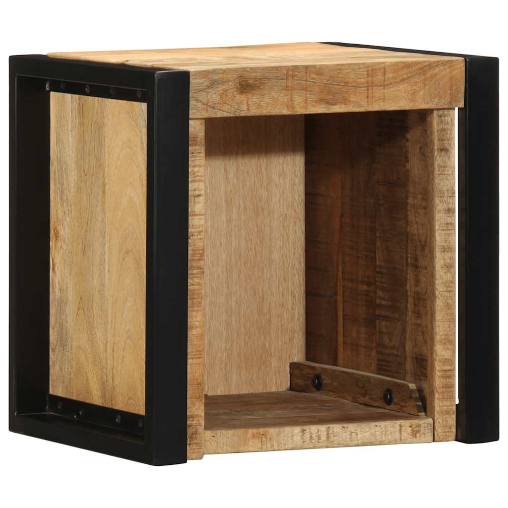 Mesitas De Noche 2 Piezas 40x35x40cm Madera Maciza Rugosa Mango_0