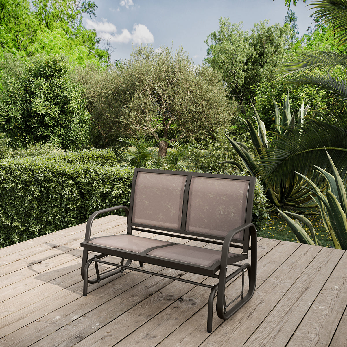 Banco Balancín Marrón Para 2 Personas - Muebles De Jardín - 118x74x89,5cm_3