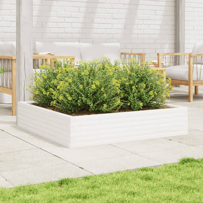 Jardinera De Madera Maciza De Pino Blanca 110x110x23 Cm_2
