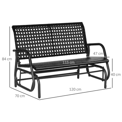 Outsunny Mecedora De Ratán De 2 Plazas Para Jardín Marco De Metal Negro_2
