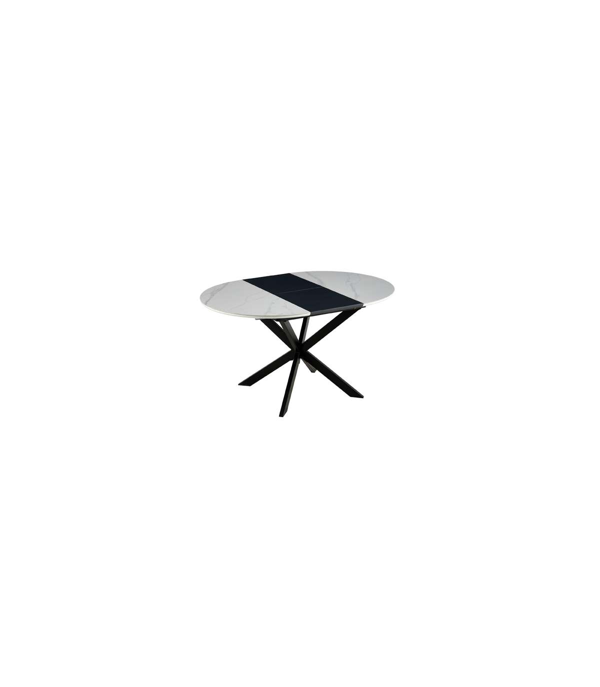 Mesa Redonda Extensible Ibiza Acabado Blanco/negro, 75cm(alto) 100-140cm(ancho) 100cm(largo)_3