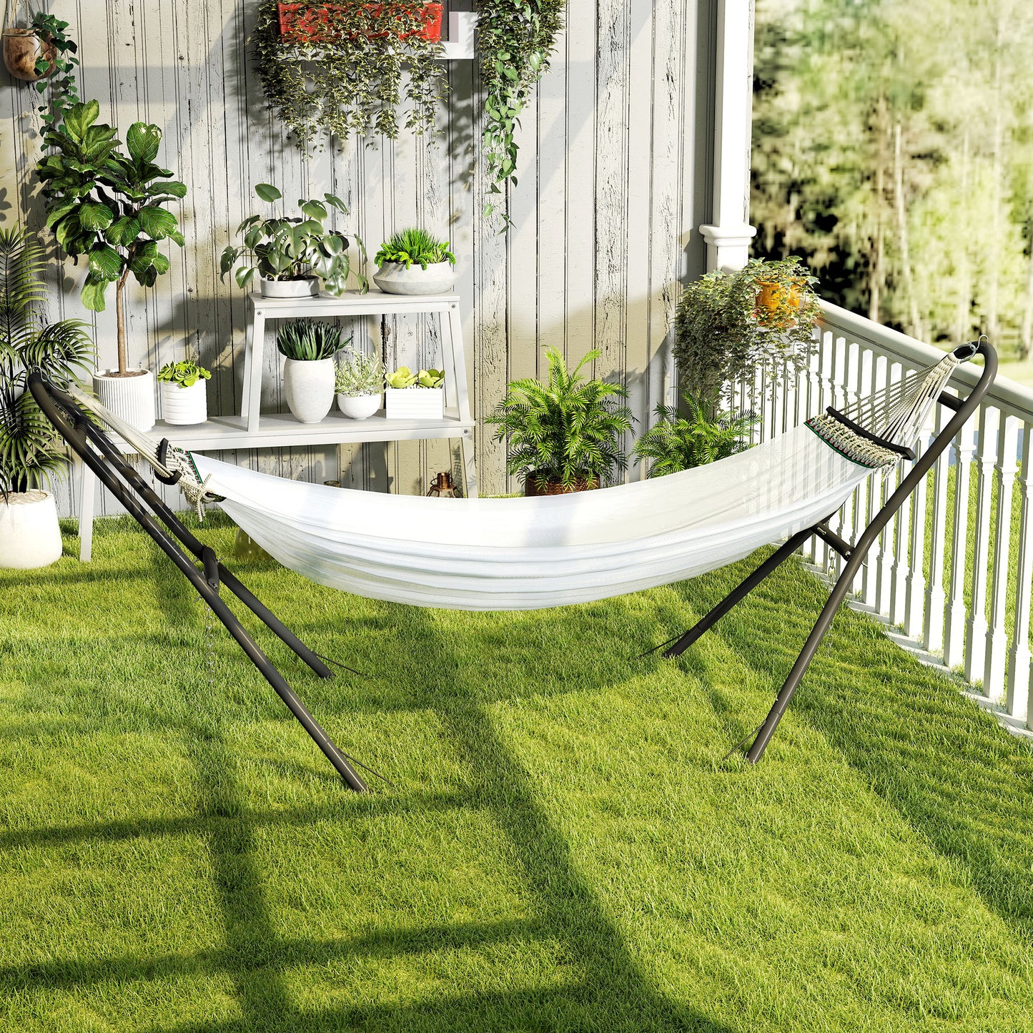 Outsunny Soporte Para Hamaca Para 2-3 Personas Cadena Ajustable Largo 278 Cm_1
