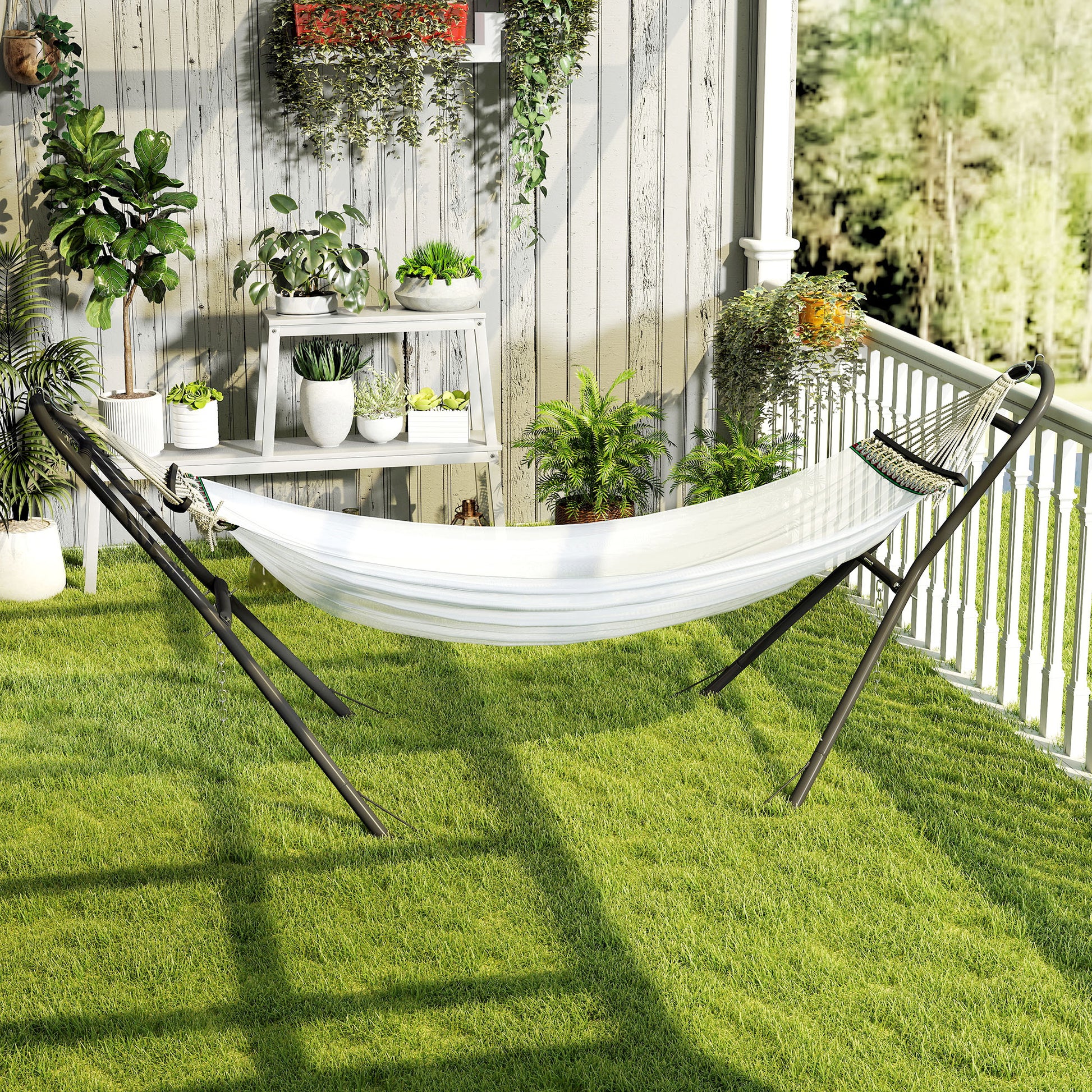 Outsunny Soporte Para Hamaca Para 2-3 Personas Cadena Ajustable Largo 278 Cm_1