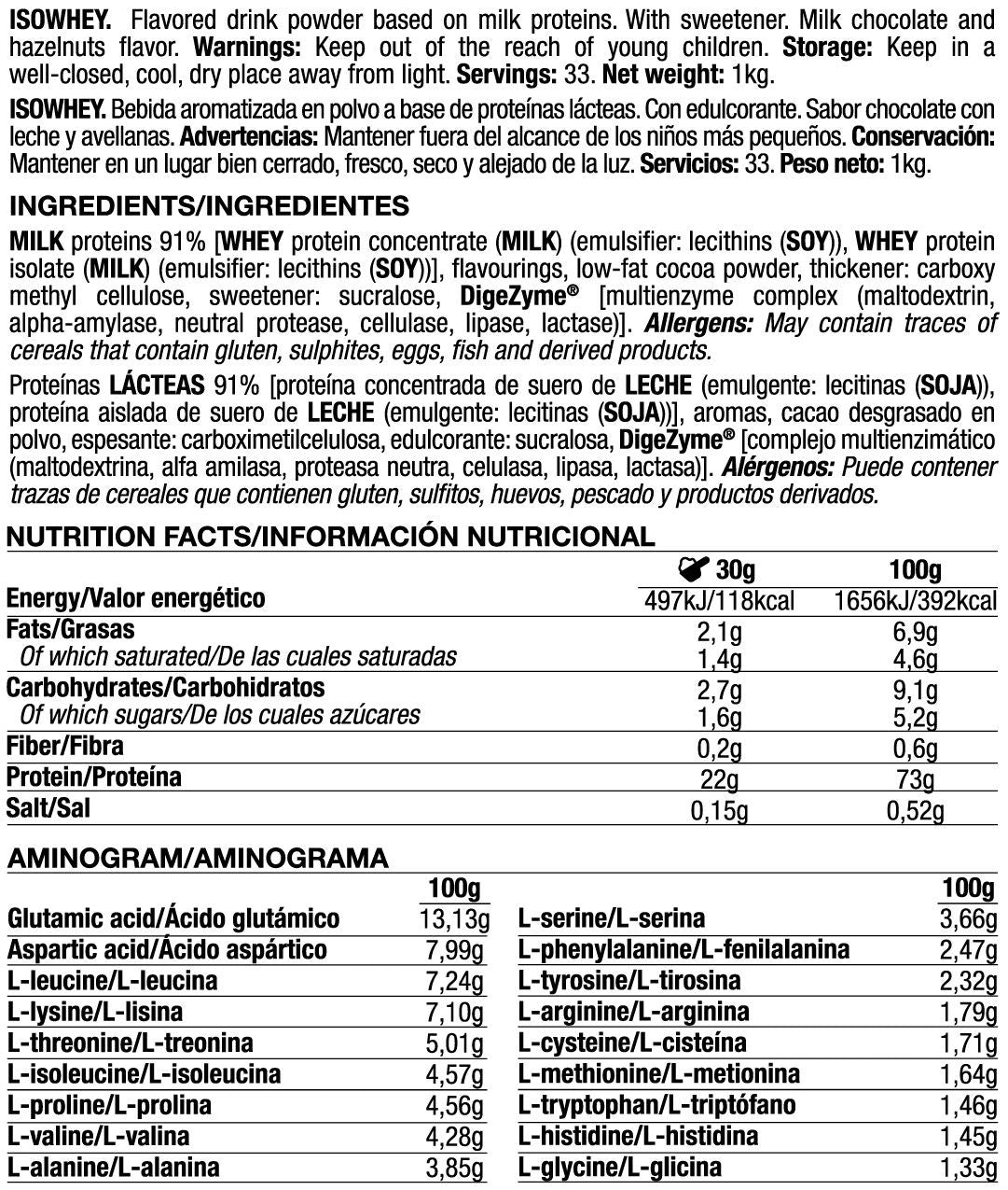 Isowhey - 1kg - Crema De Chocolate Y Avellanas - Proteína De Aislado De Suero Isolate - Quamtrax_5