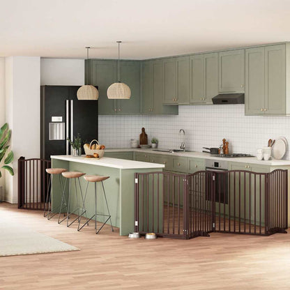 Vidaxl Puerta De Perros Plegable 8 Paneles Madera Álamo Marrón 640 Cm_1