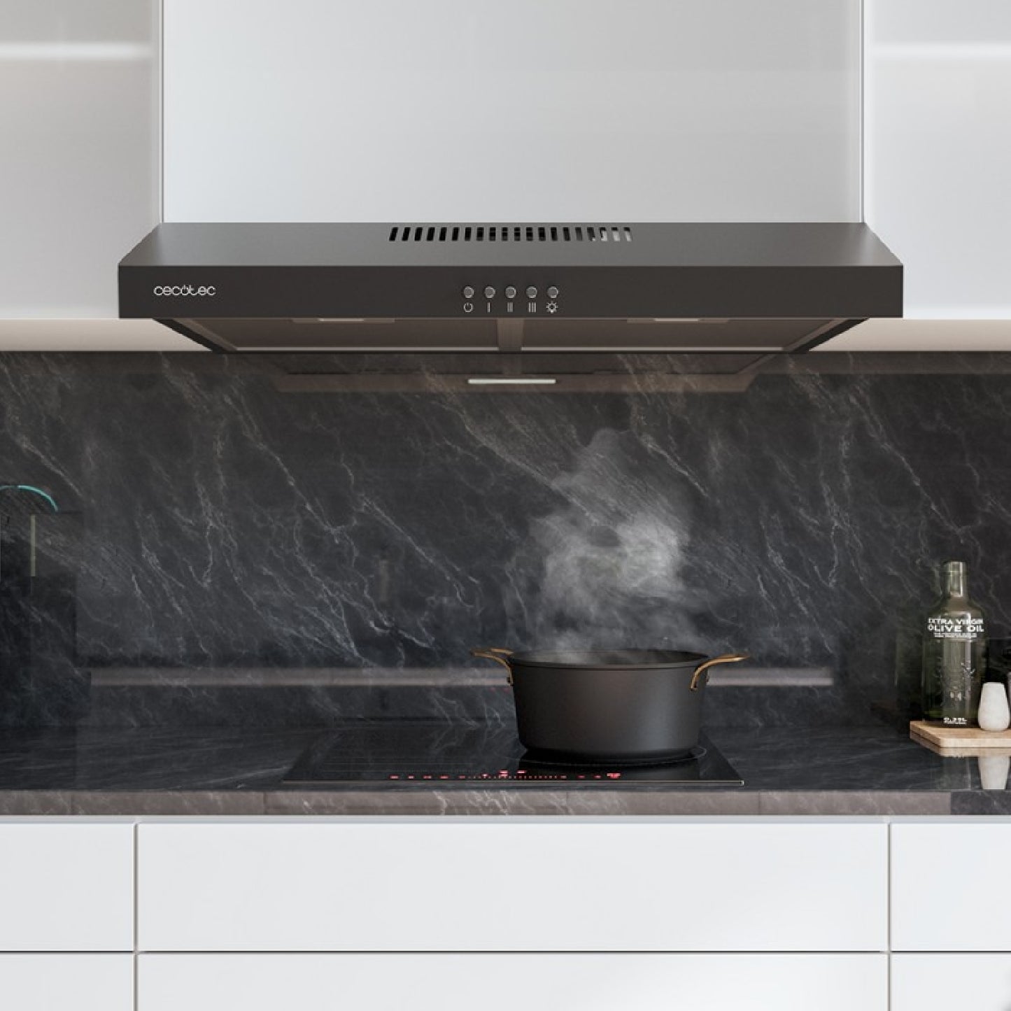 Campana Extractora De 60cm De Ancho Bolero Flux Cm 602200 Black B. Potencia Succión 220m3/h, Motor 70w, Bajo Consumo, Control Mecánico, 3 Niveles De_2