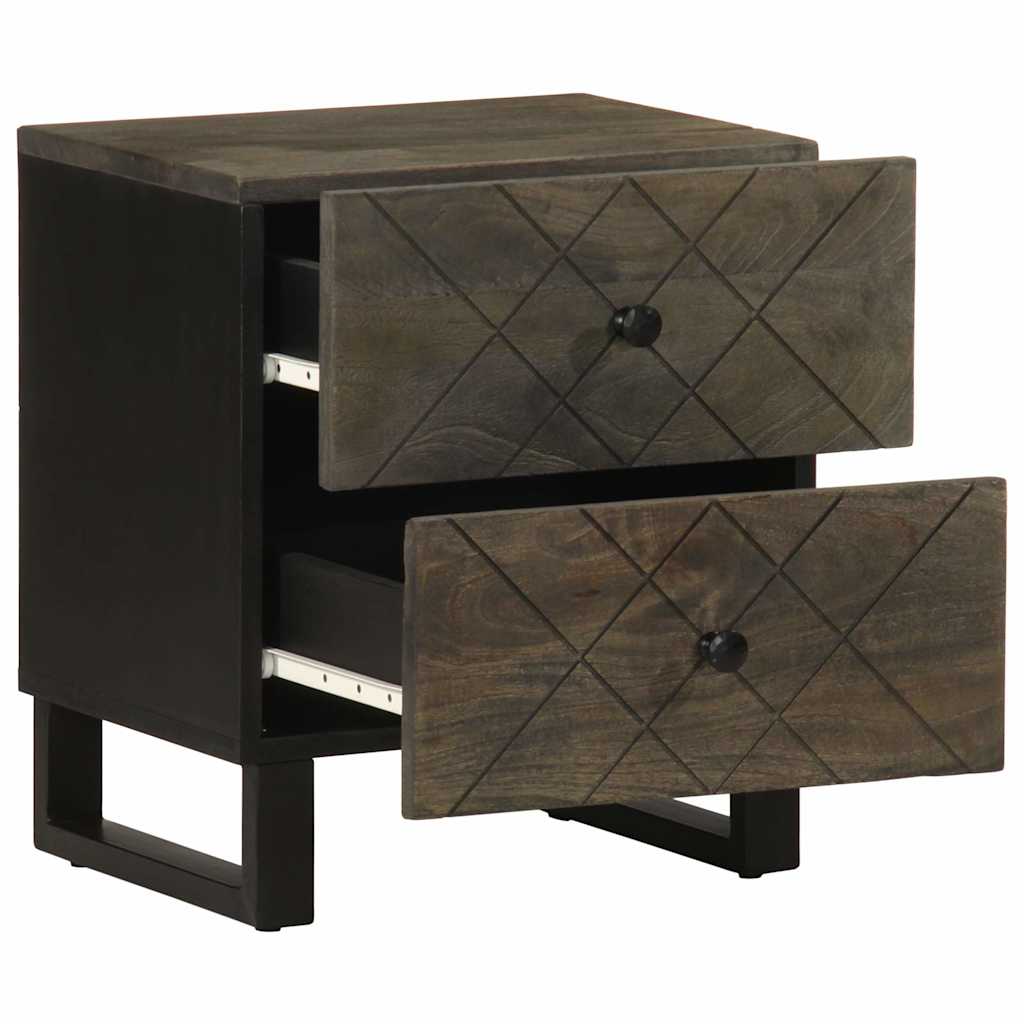 Mesita De Noche De Madera Maciza De Mango Negra 40x33x46 Cm_0