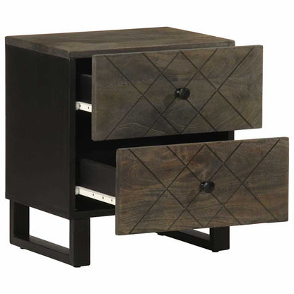 Mesita De Noche De Madera Maciza De Mango Negra 40x33x46 Cm_0