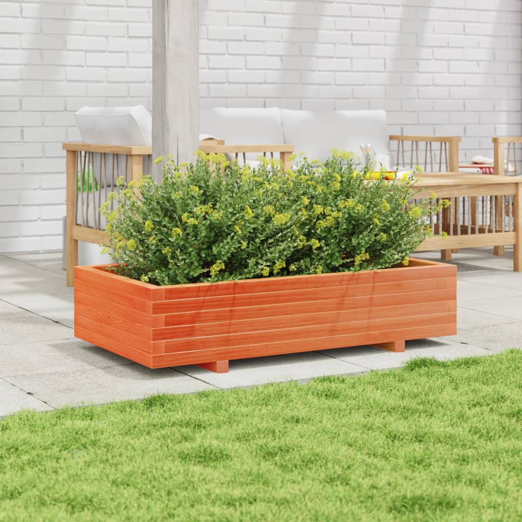 Jardinera De Madera Maciza De Pino Marrón Cera 110x60x26,5 Cm_2