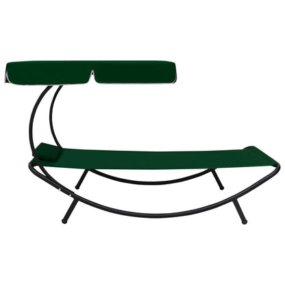 Tumbona De Jardín Con Toldo Y Cojín Verde_2