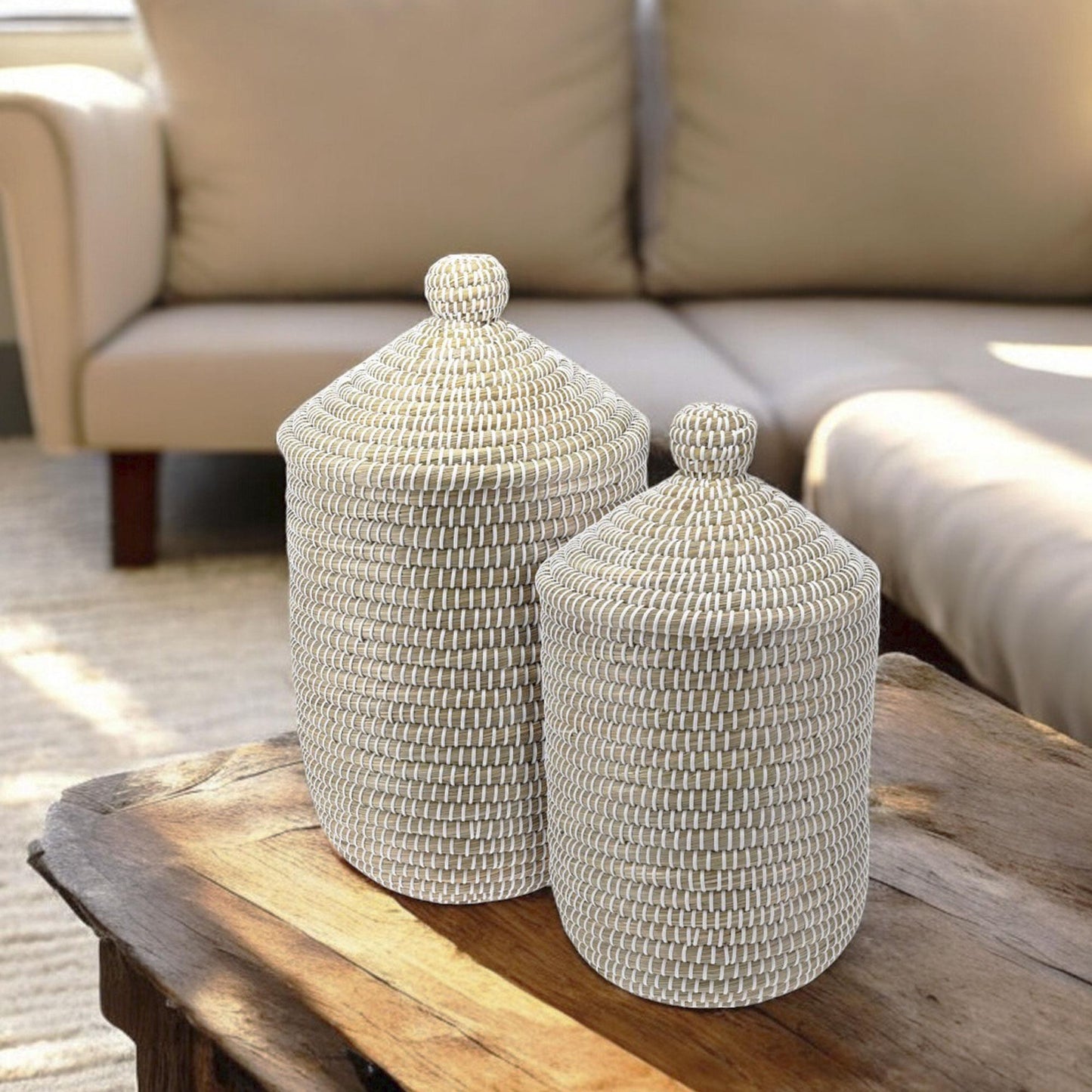 Well Home Conjunto De 2 Cestos Para La Ropa Con Tapa Ø27cmø33,5cm