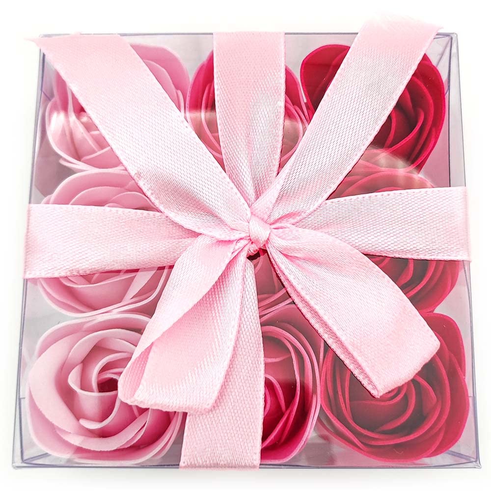 Pack 10 Cajas 9 Rosas De Jabón (rosa) - Flores Con Pétalos De Jabón Perfumados - Regalo Original Para Días Especiales_2