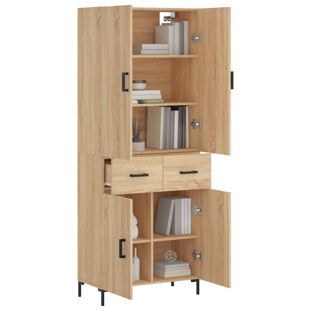 Aparador Alto Madera Contrachapada Color Roble 69,5x34x180 Cm_2