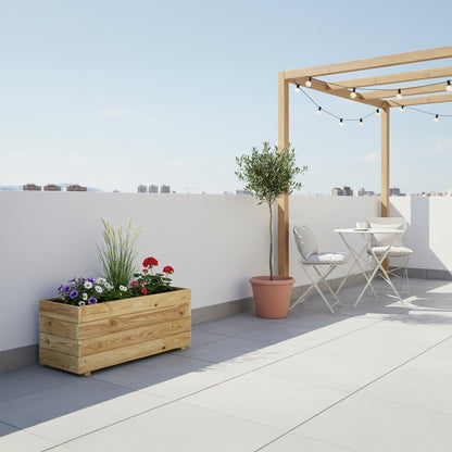 Jardinera Rectangular De Madera Tratada 80x40x40 Cm Ghio Hortalia_1