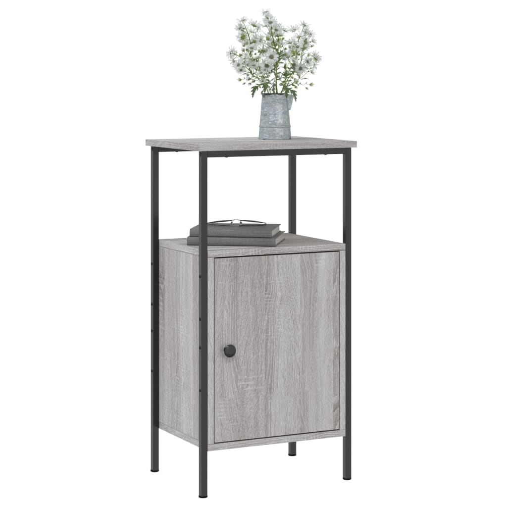 Mesita De Noche Madera De Ingeniería Gris Sonoma 41x31x80 Cm_1