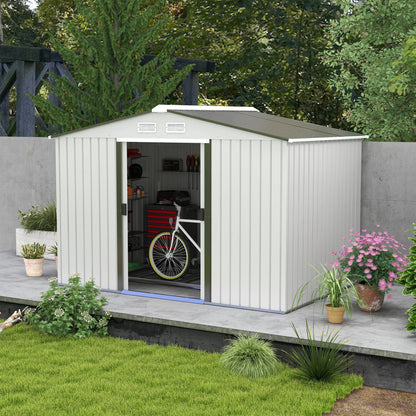 Outsunny Caseta De Jardín 277x195x192 Cm Con 2 Puertas Correderas Y 4 Ventanas_3