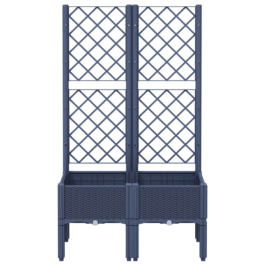 Jardinera Con Enrejado Pp Azul Gris 80x40x142 Cm_2