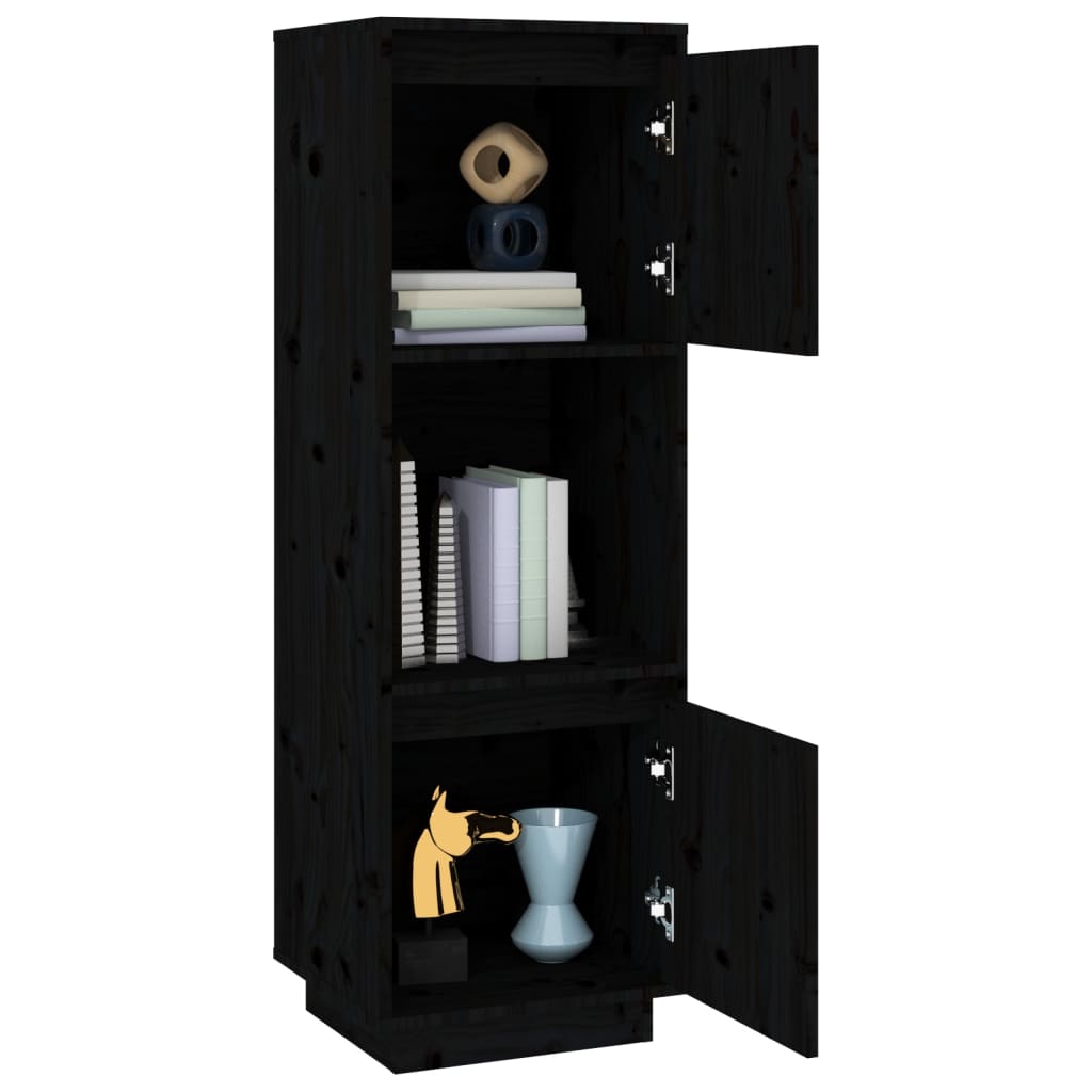 Aparador Alto De Madera Maciza De Pino Negro 38x35x117 Cm / Vetonek_5