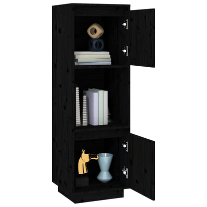 Aparador Alto De Madera Maciza De Pino Negro 38x35x117 Cm / Vetonek_5