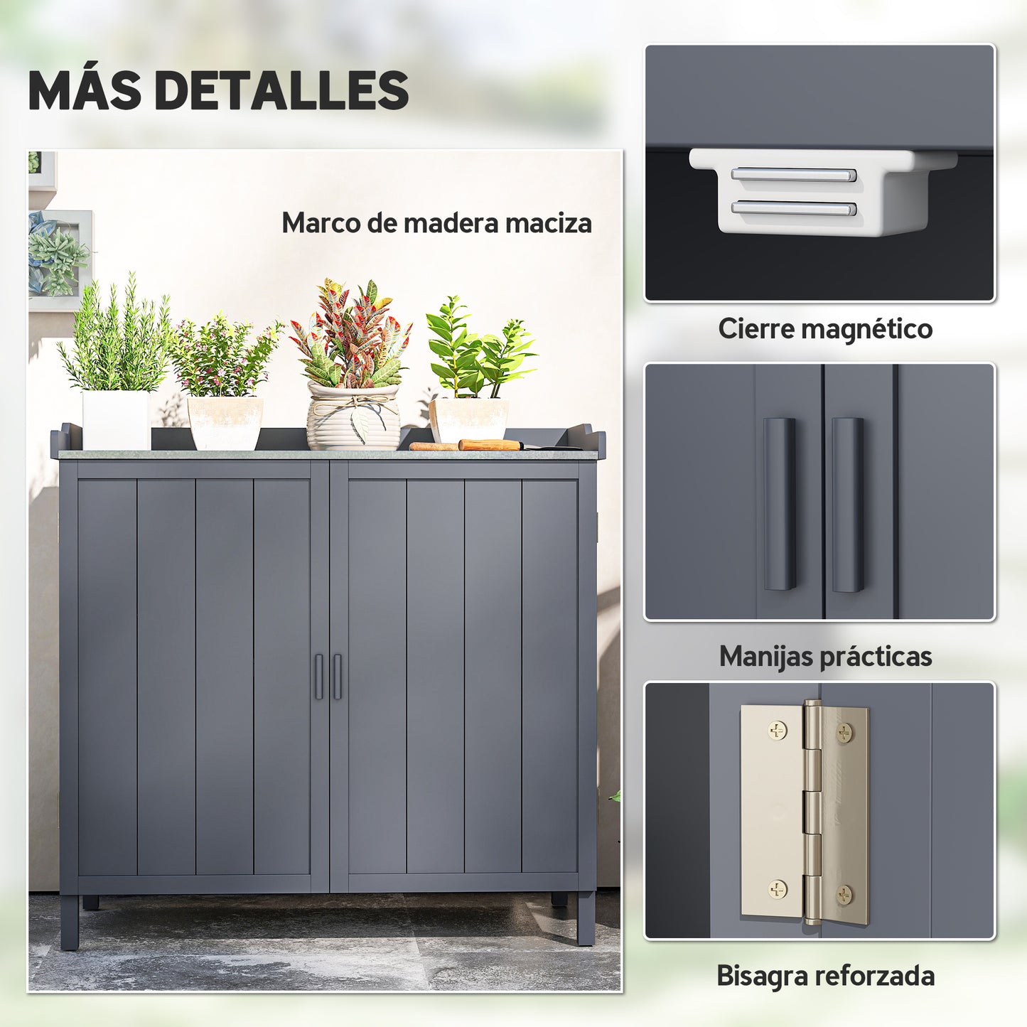 Outsunny Armario Jardín De Madera Con Mesa 2 Puertas Y 2 Estantes 98x48x95,5 Cm_5