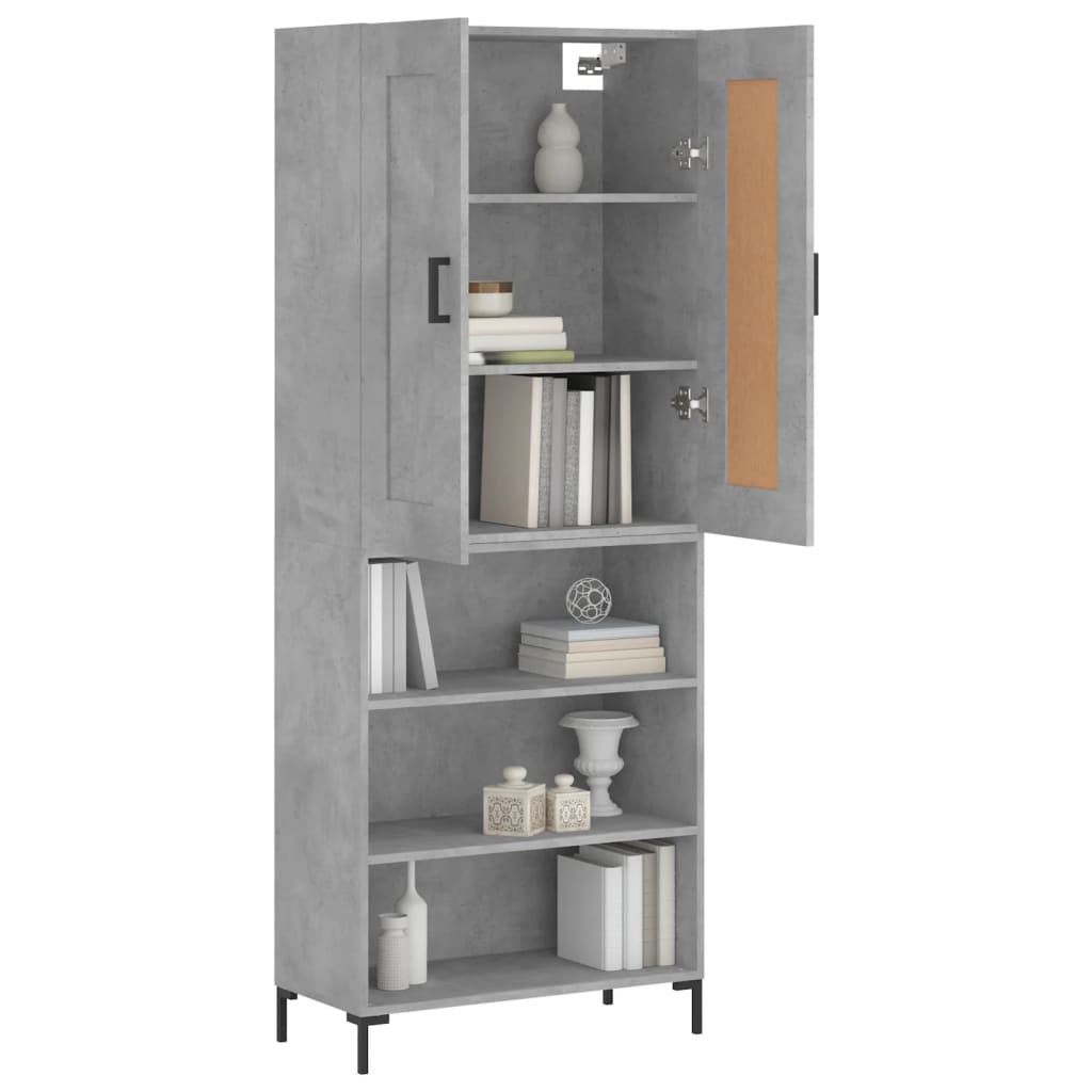 Aparador Alto Madera Contrachapada Gris Hormigón 69,5x34x180 Cm_2