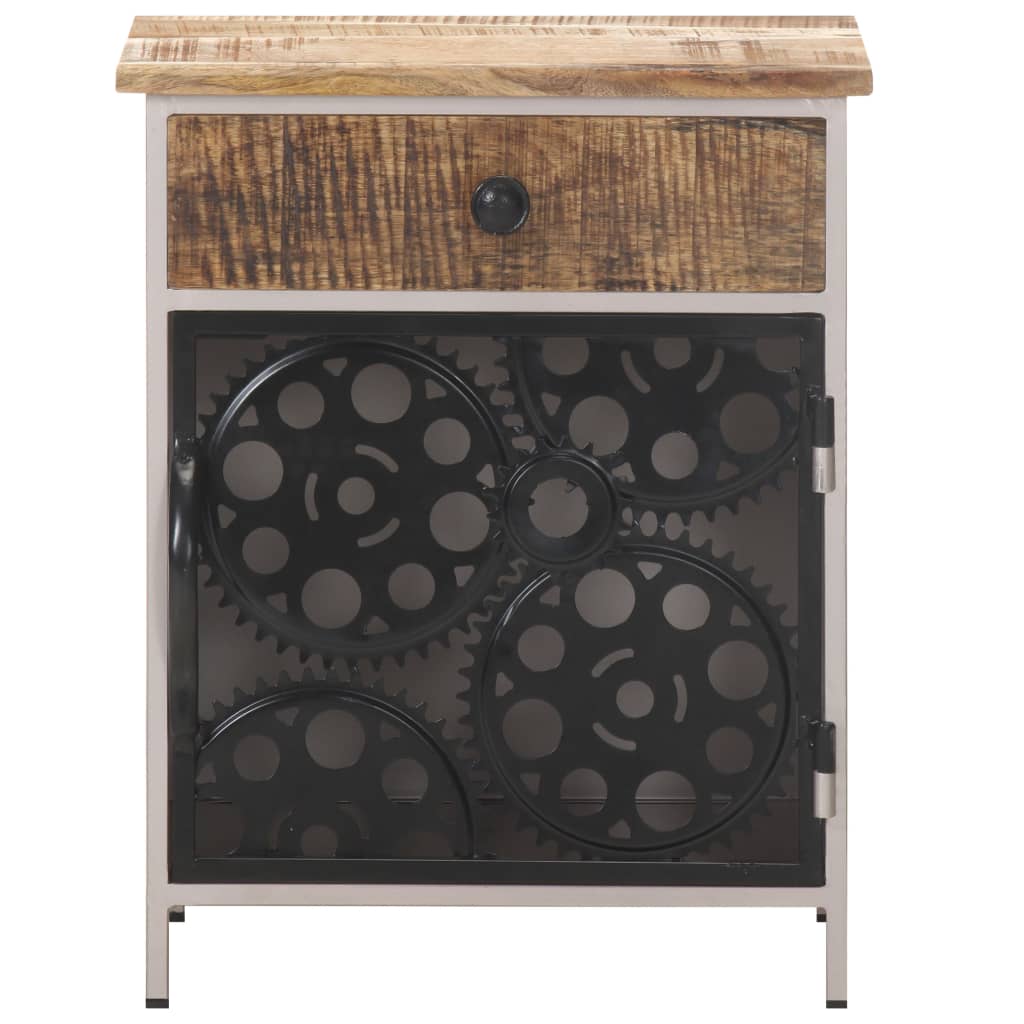 Mesita De Noche De Madera De Mango Rugosa 40x30x50 Cm_0