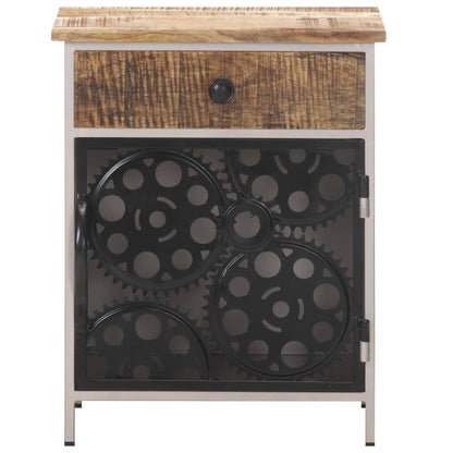 Mesita De Noche De Madera De Mango Rugosa 40x30x50 Cm_0
