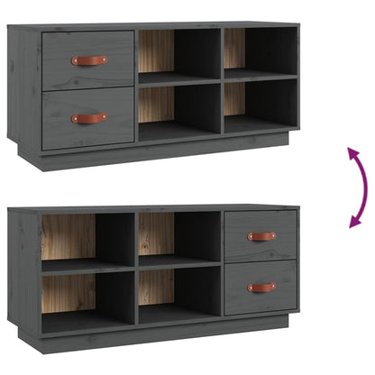 Banco Zapatero Madera Maciza De Pino Gris 100x34x45 Cm / Vetonek_3