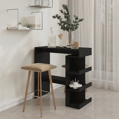 Mesa Bar Estante Almacenaje Contrachapada Negro 100x50x101,5 Cm_1